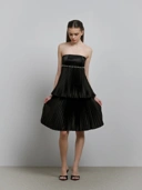 Pearl Pearl Pleated Taffeta Tier Dress