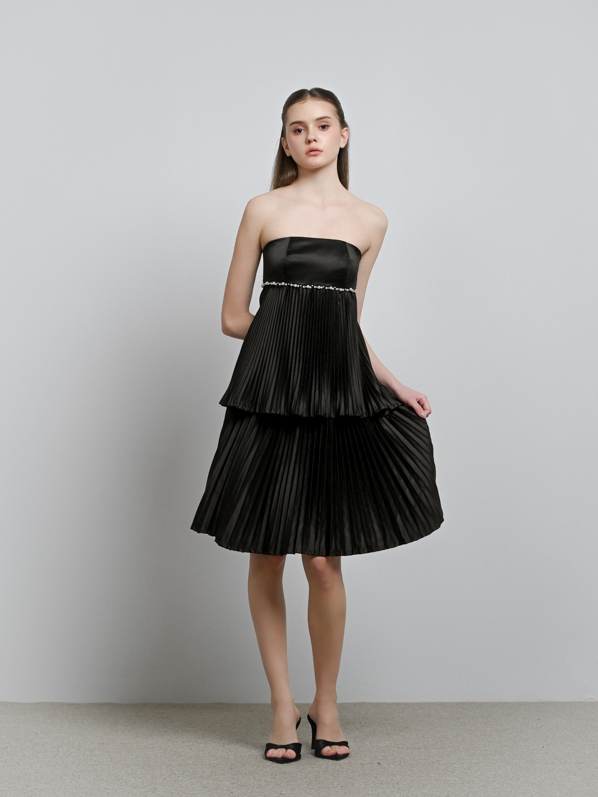Pearl Pearl Pleated Taffeta Tier Dress