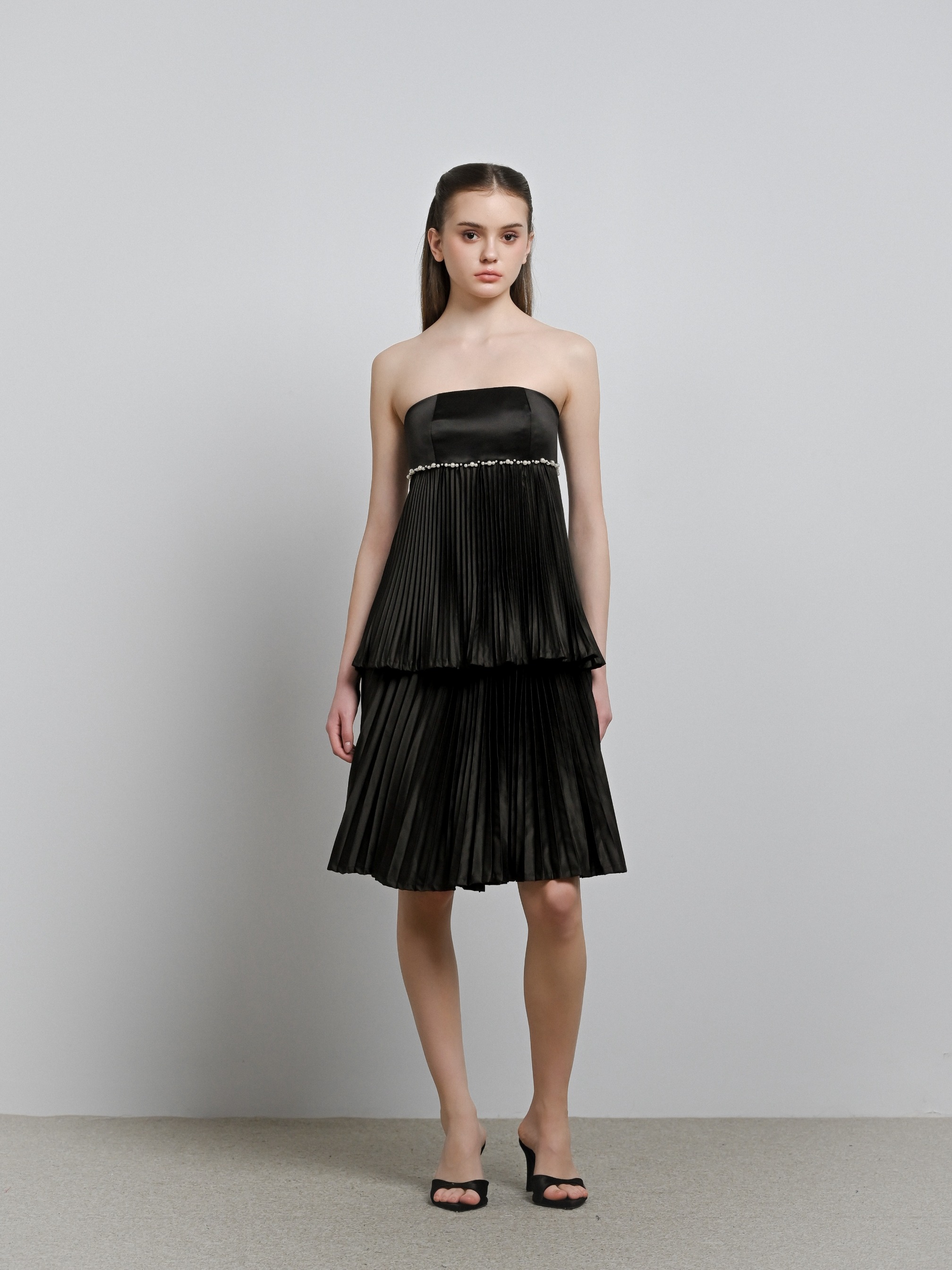 Pearl Pearl Pleated Taffeta Tier Dress