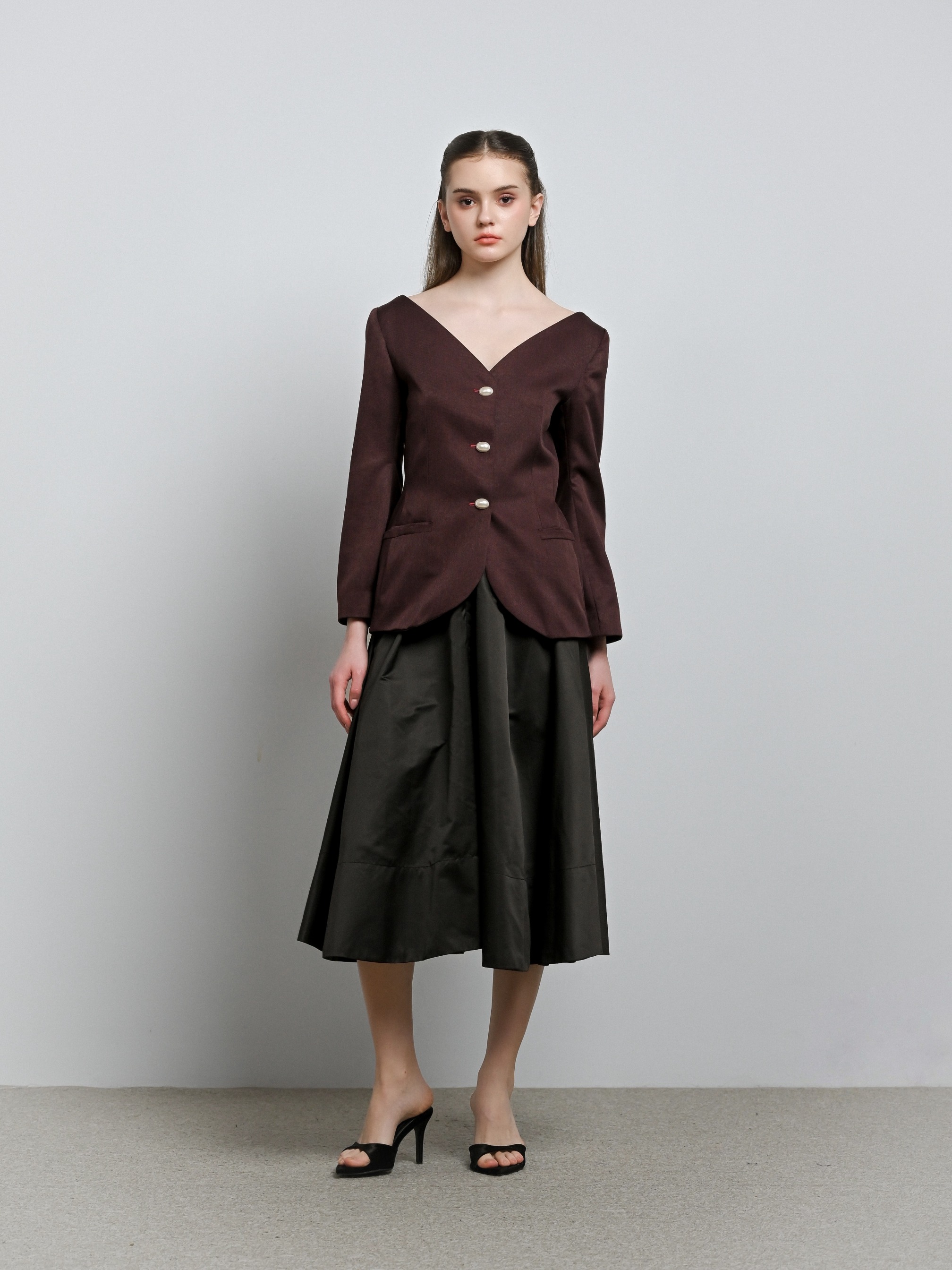 House Code Curve Neck Tailored Waist Jacket