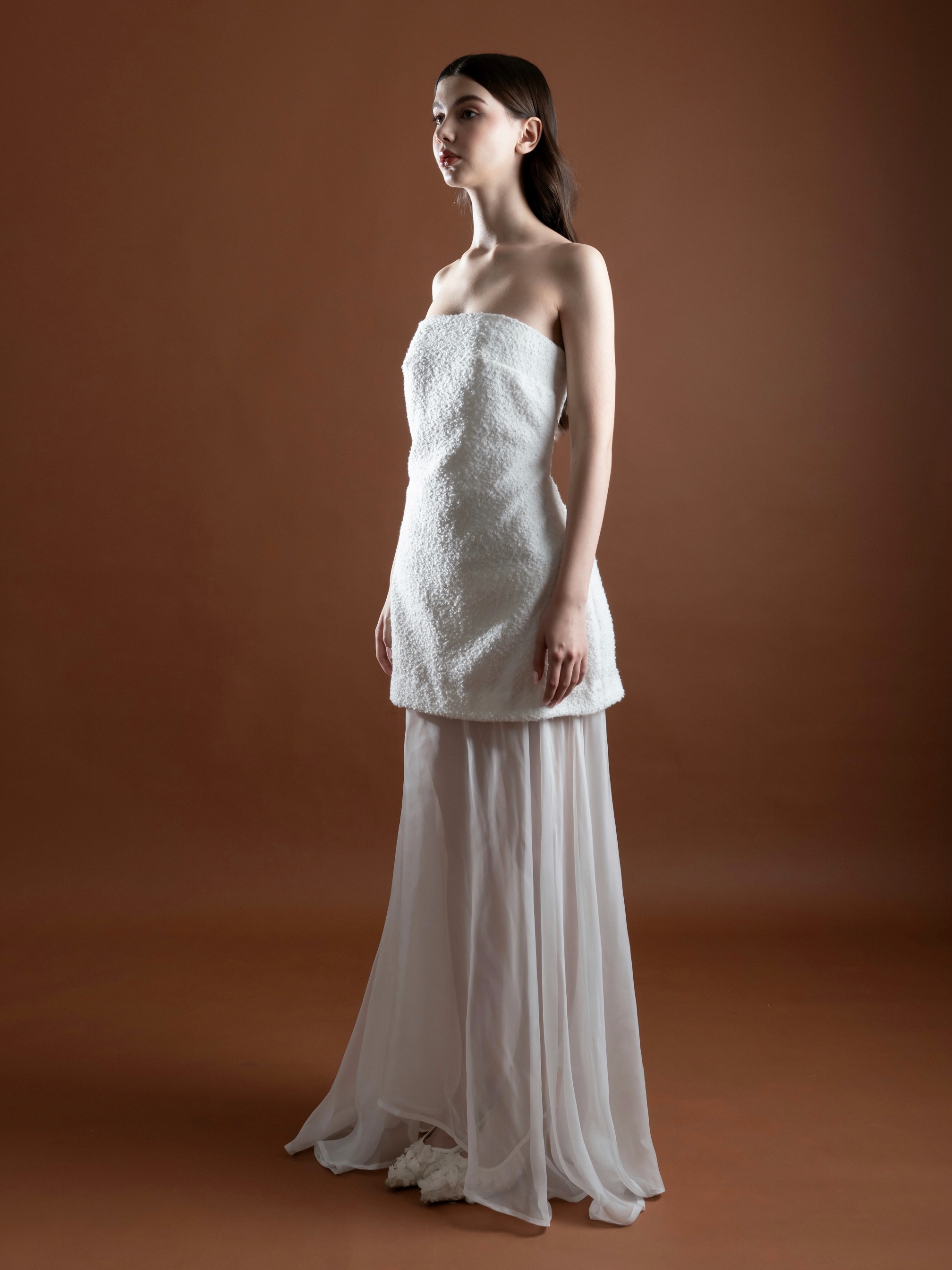 Pearl Pearl Tweed Bustier Dress with Detachable Skirt