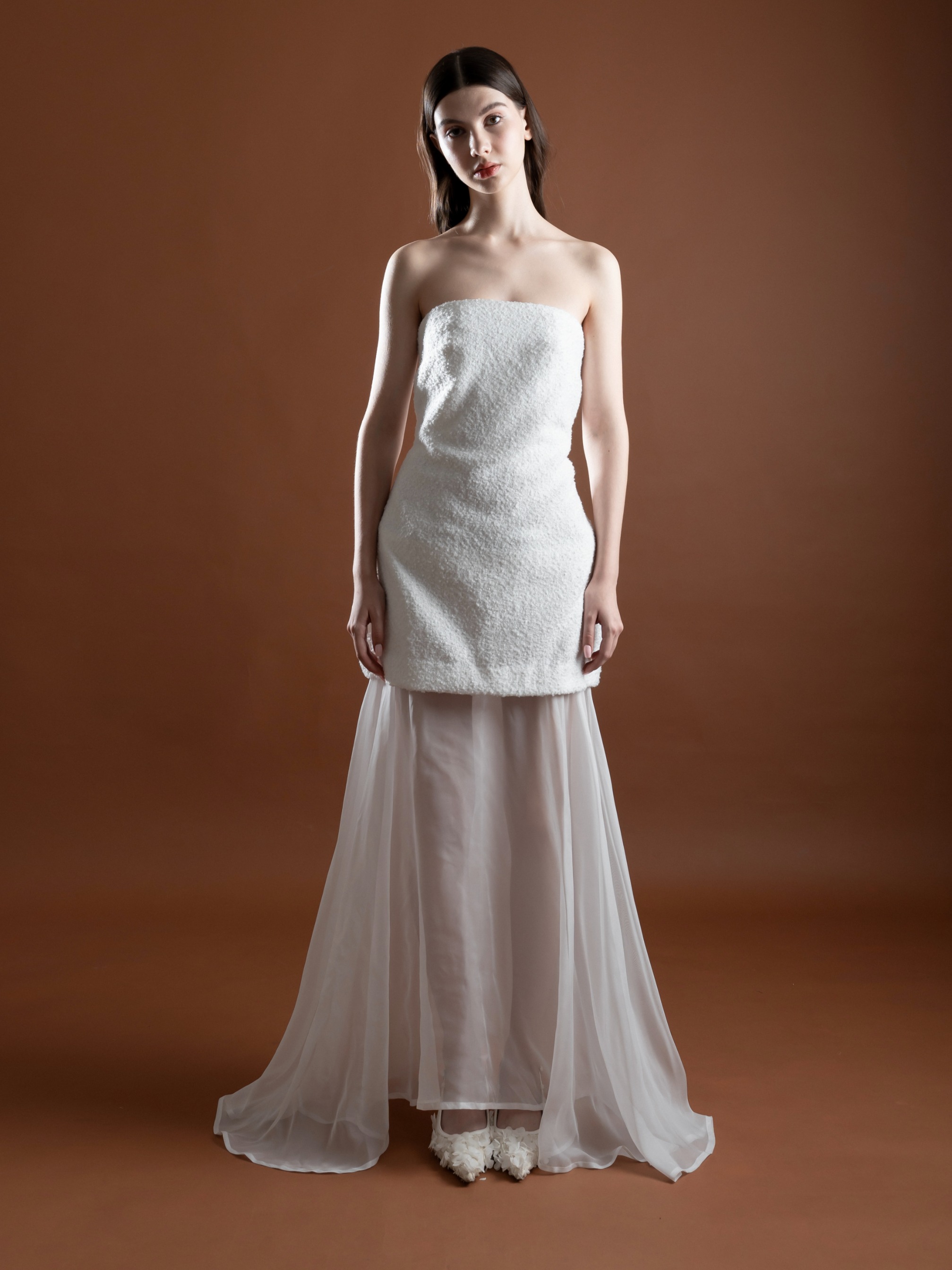 Pearl Pearl Tweed Bustier Dress with Detachable Skirt