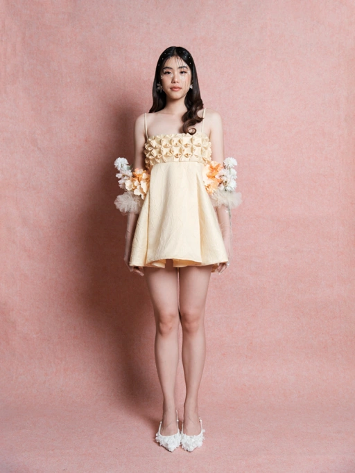 Image of Fiorella Flower Smock Empire Waist Dress