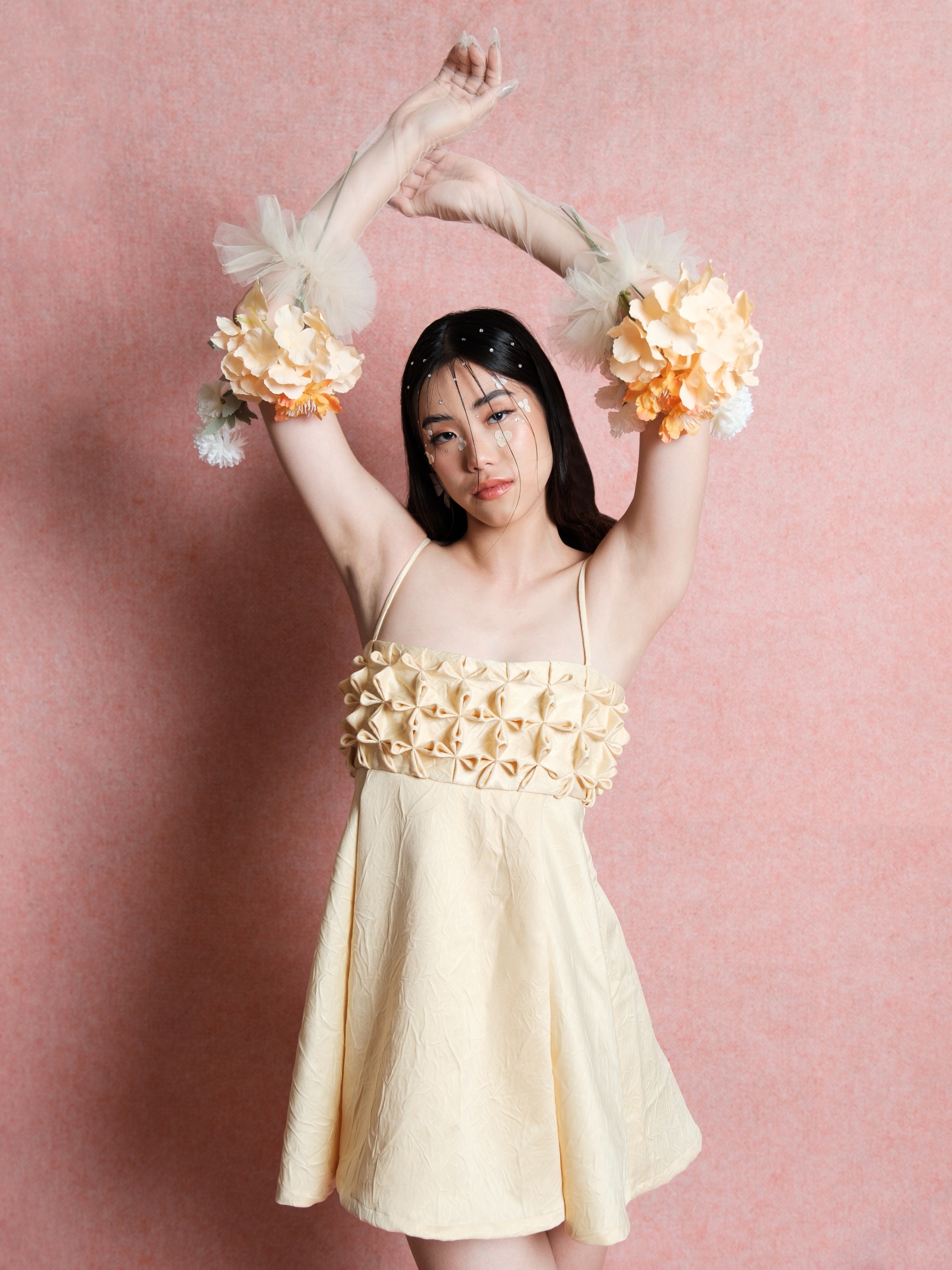 Fiorella Flower Smock Empire Waist Dress