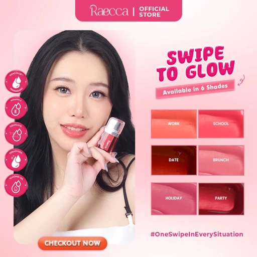 Image of Raecca Swipe To Glow - Lipgloss Melembapkan Anti Lengket Ringan Pigmented