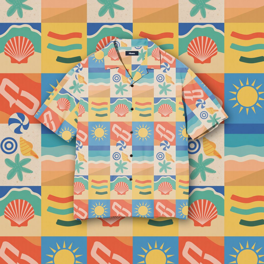 Kemeja Open Collar Lengan Pendek - Summer Cube