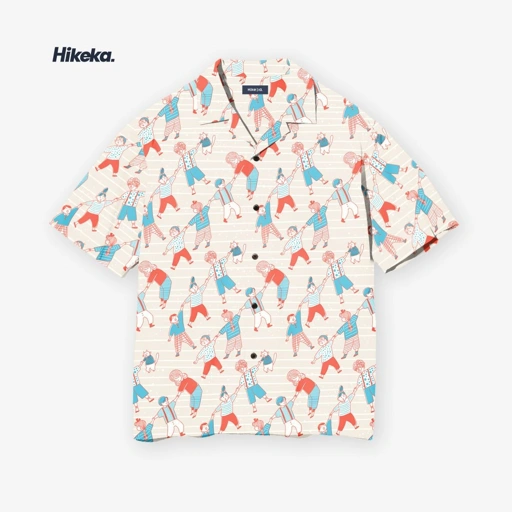 Image of Kemeja Open Collar Lengan Pendek - Solidarity Cream