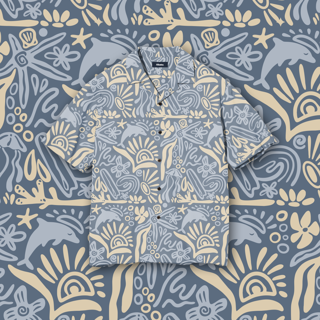 Kemeja Open Collar Lengan Pendek - Sea Tribal