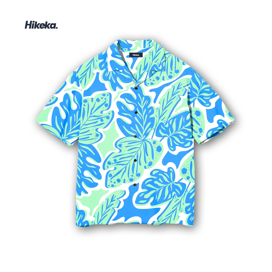 Kemeja Open Collar Lengan Pendek - Sea Leaf