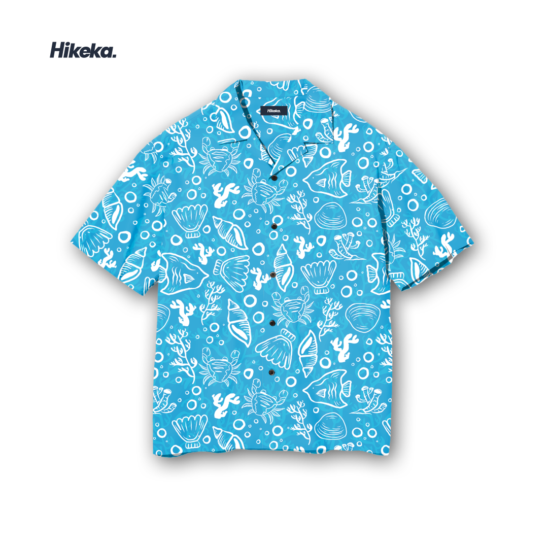 Kemeja Open Collar Lengan Pendek - Sea Coral