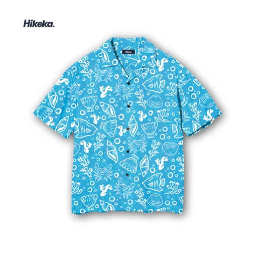 Image of Kemeja Open Collar Lengan Pendek - Sea Coral