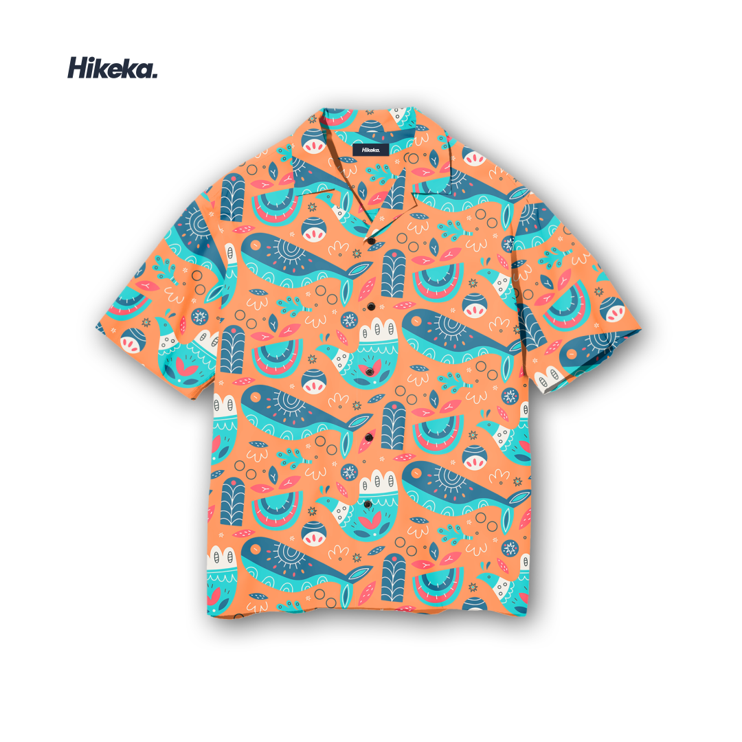 Kemeja Open Collar Lengan Pendek - Artist Whale