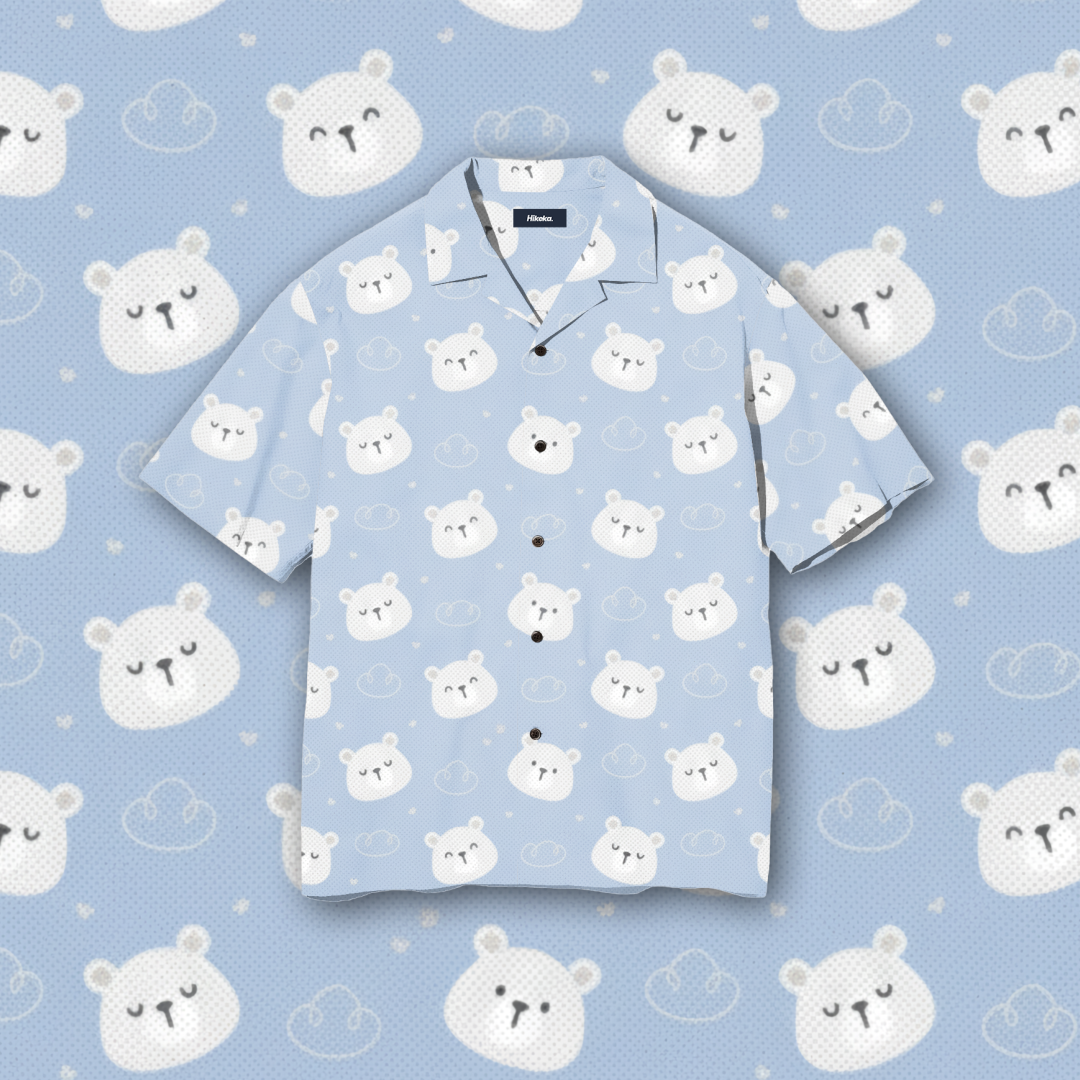 Kemeja Open Collar Lengan Pendek - Cute Bears