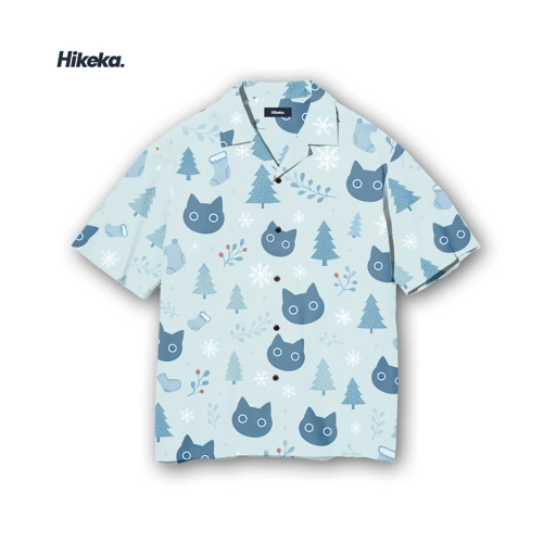 Image of Kemeja Open Collar Lengan Pendek - Cat Snowing