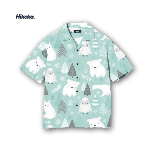 Image of Kemeja Open Collar Lengan Pendek - Arctic Animals