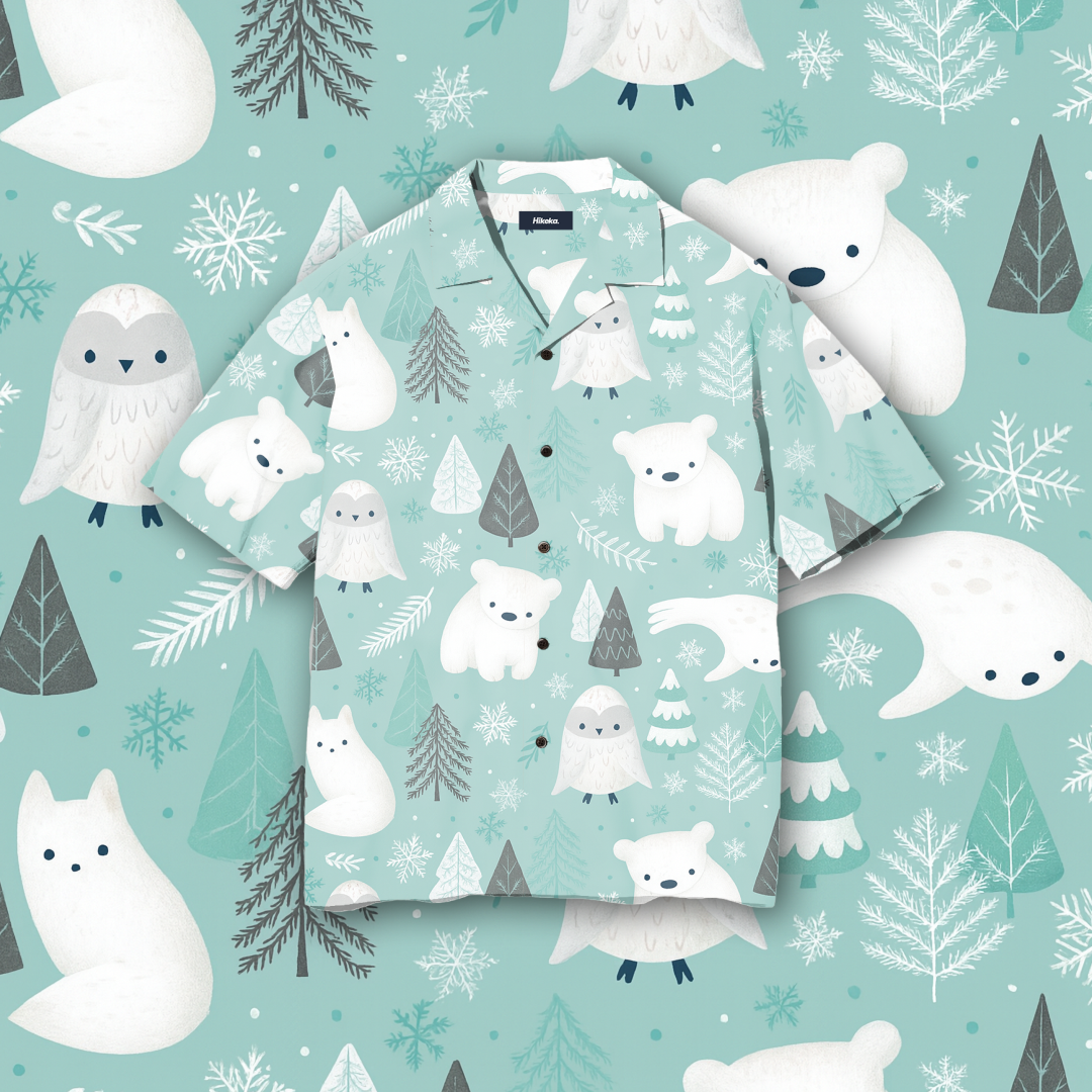 Kemeja Open Collar Lengan Pendek - Arctic Animals