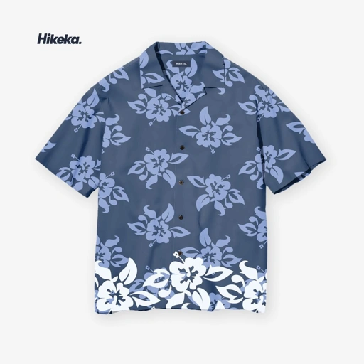 Image of Kemeja Open Collar Lengan Pendek - Lotus Navy