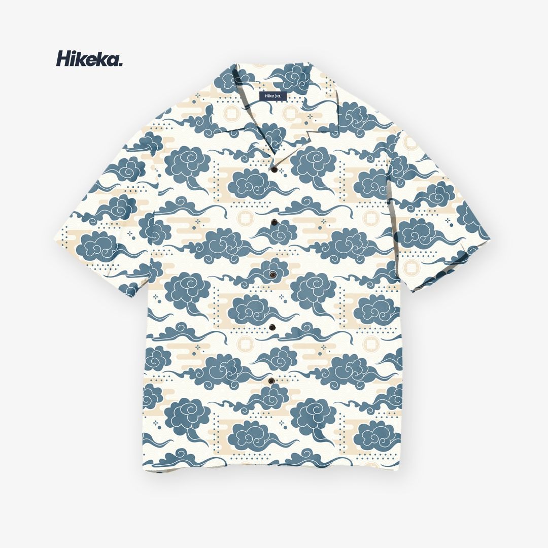 Kemeja Open Collar Lengan Pendek - Japanese Cloud