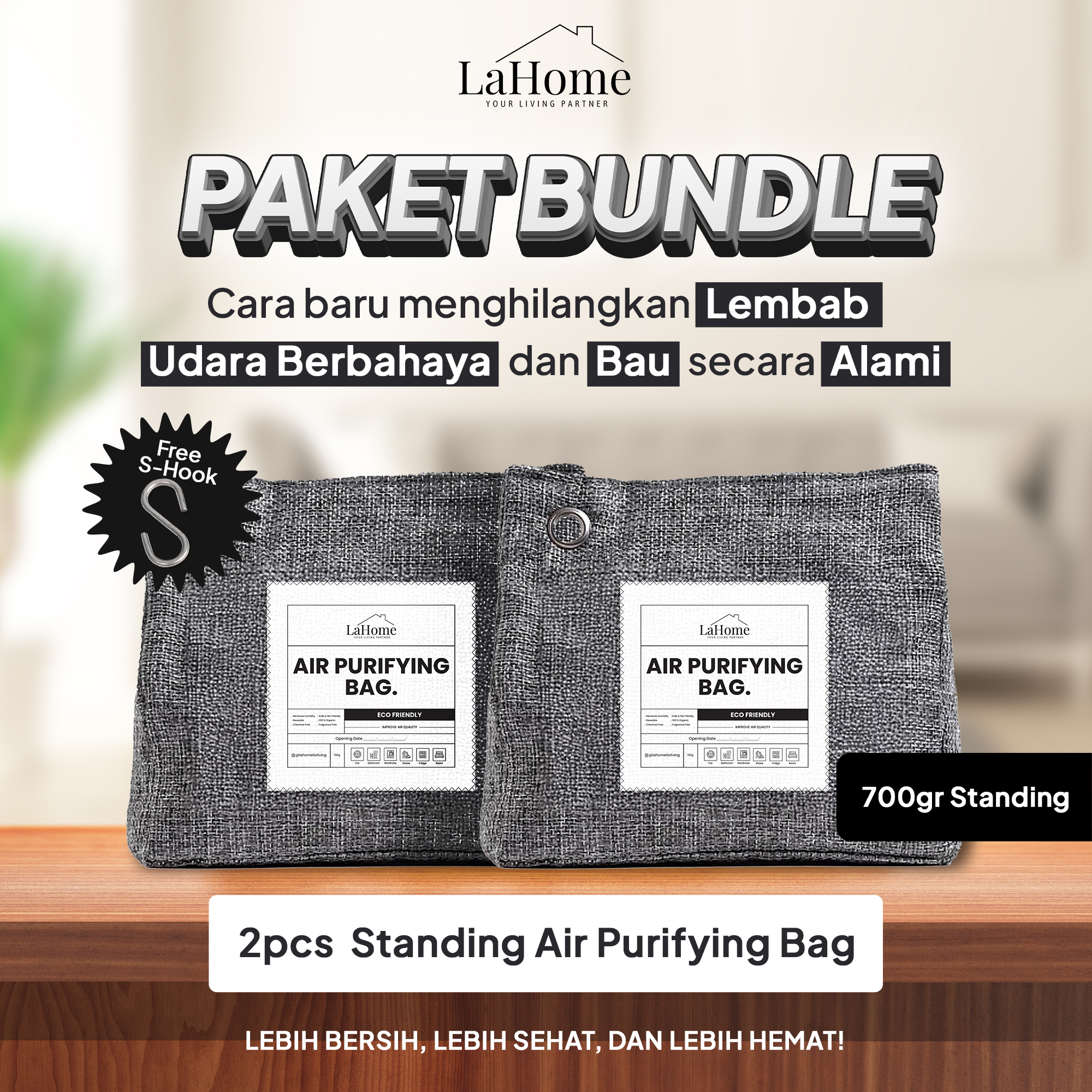 LaHome Living 700g 2pcs Standing Pouch Bundling AIR PURIFYING BAG