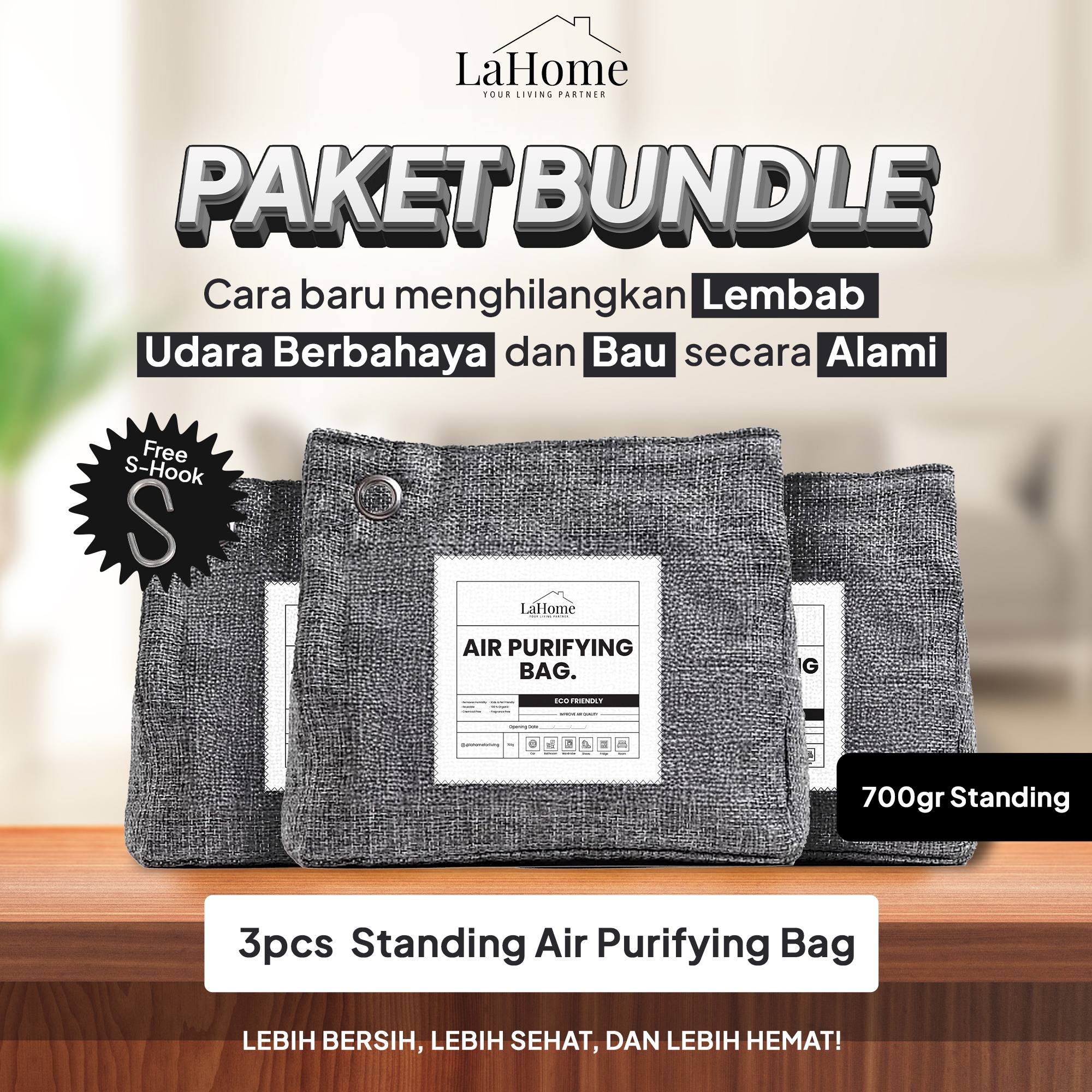 LaHome Living 700g 3pcs Standing Pouch Bundling AIR PURIFYING BAG