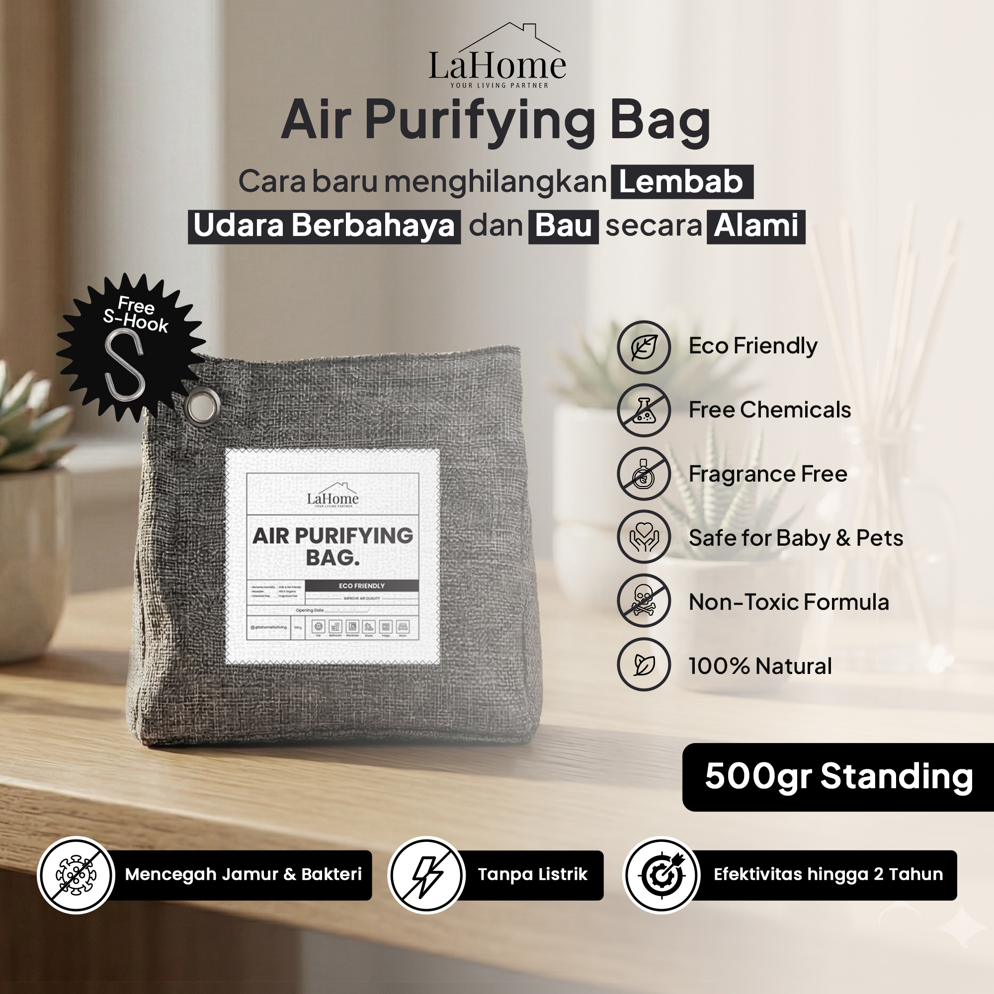 LaHome Living 500g Standing Pouch AIR PURIFYING BAG