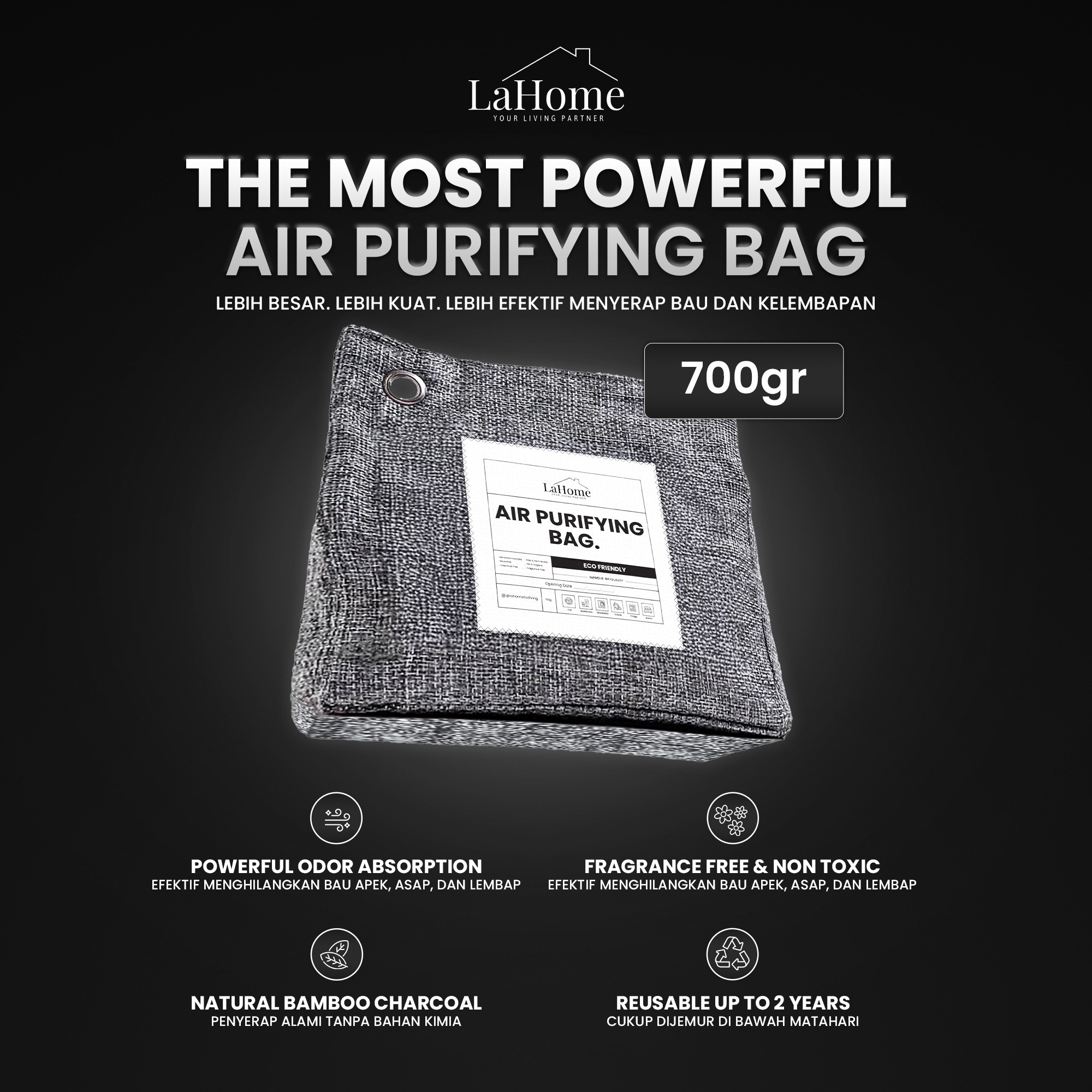 LaHome Living 700g Standing Pouch AIR PURIFYING BAG