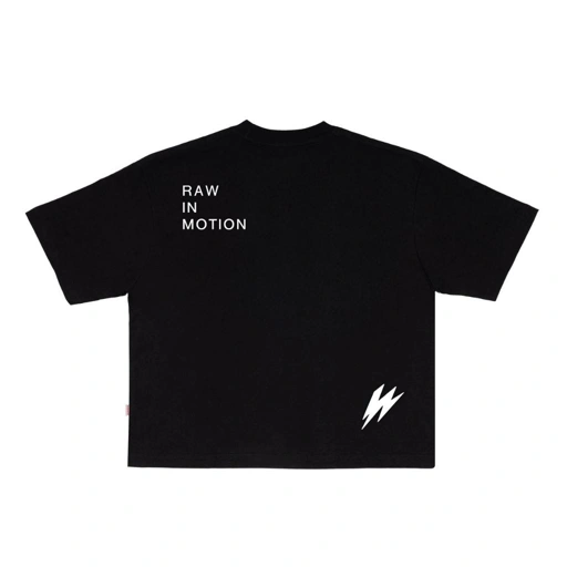 Image of RAWRESK - Raw In Motion - 16s Black Boxy T-shirt