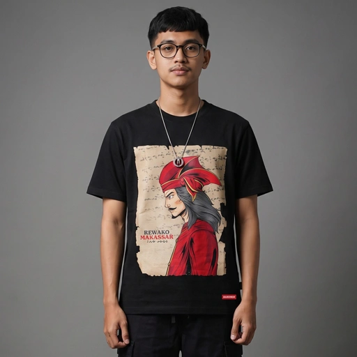 Kaos Bajiki Rewako Makassar Hitam