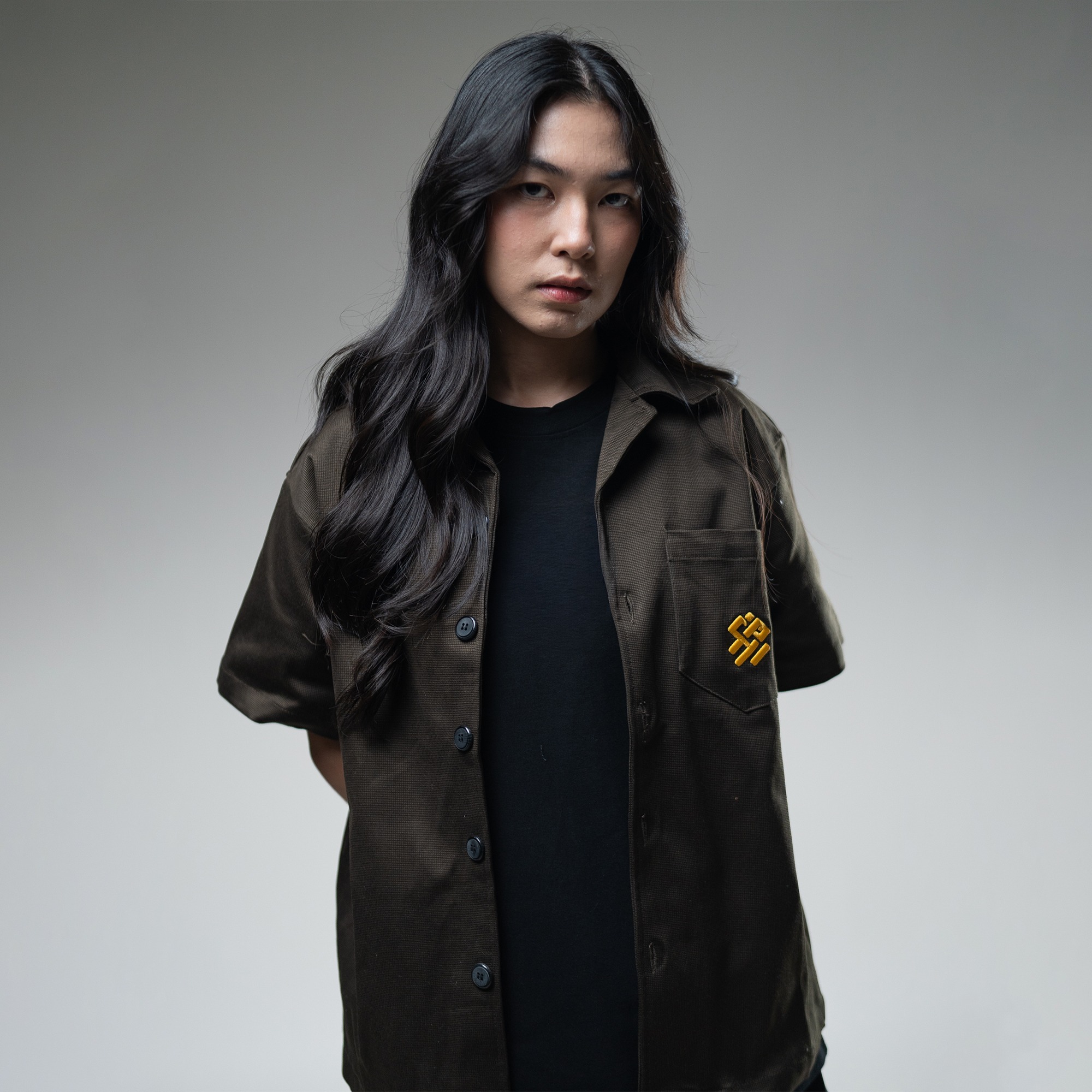 SHIRT BOXY CANVAS COKLAT BAJIKI
