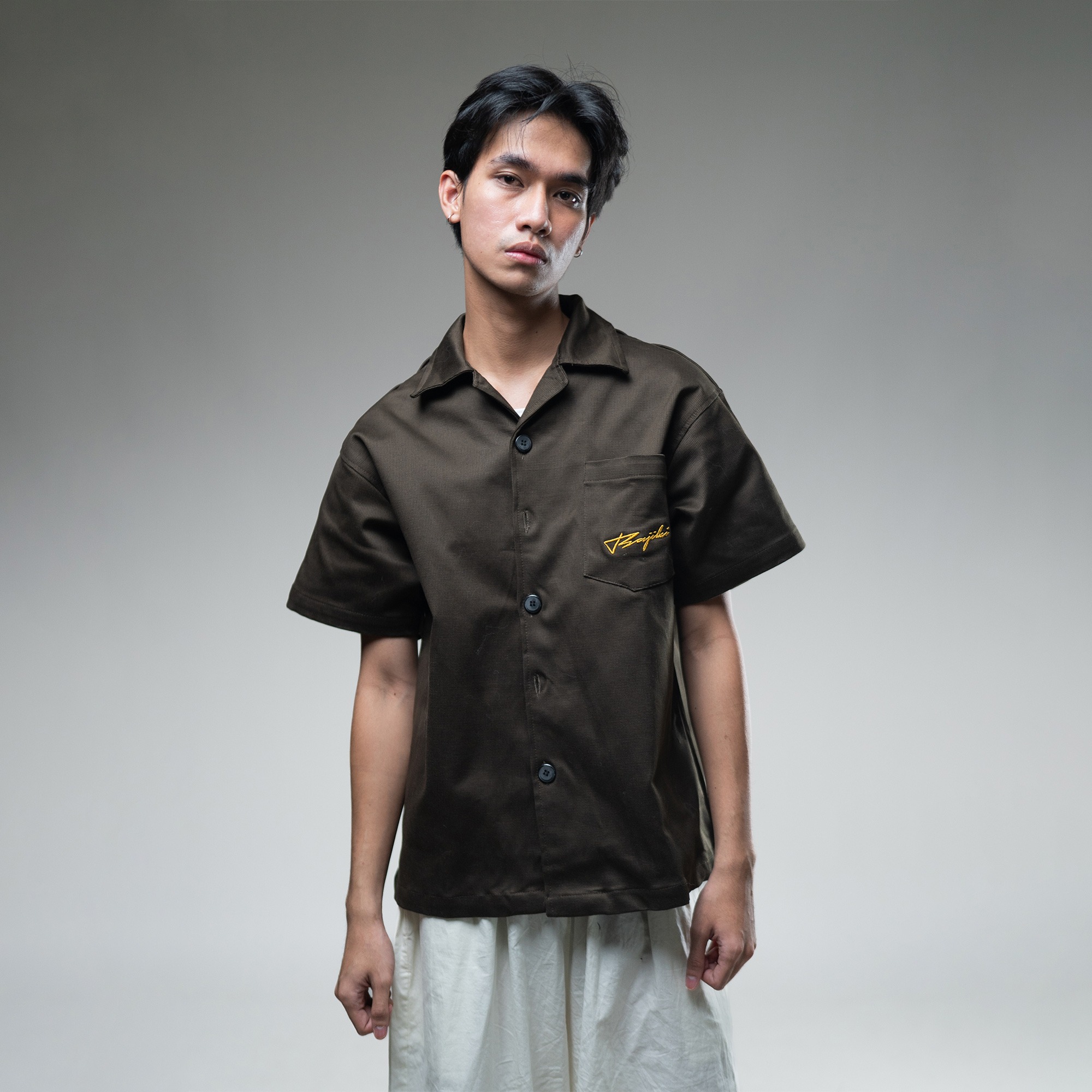 SHIRT BOXY CANVAS COKLAT CULTURE DEPT LONTARA