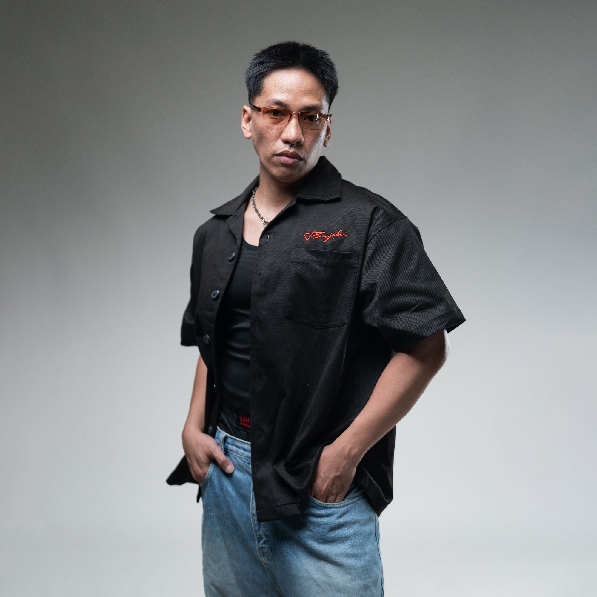 SHIRT BOXY CANVAS BLACK CULTURE DEPT LONTARA