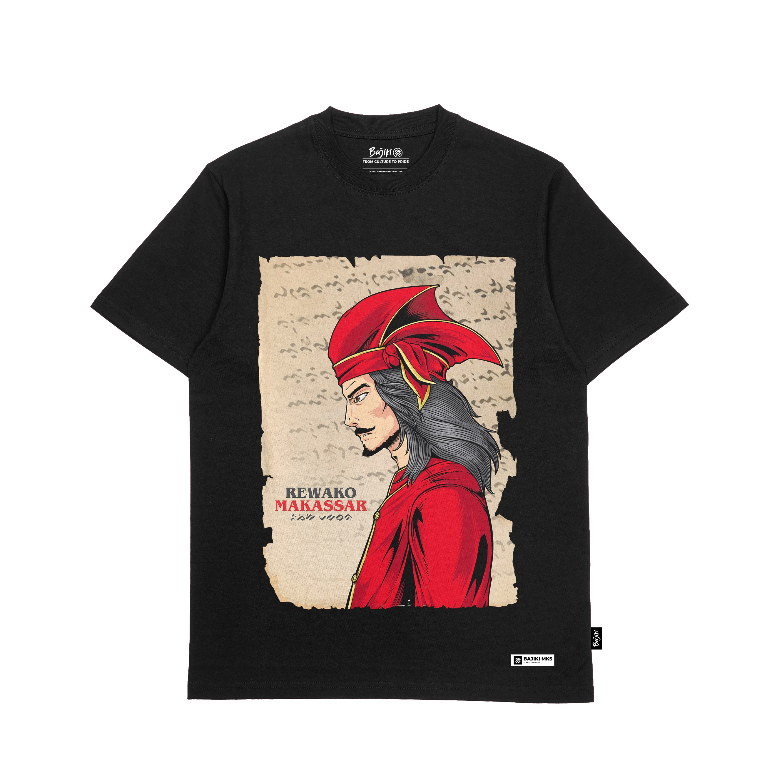 Kaos Bajiki Rewako Makassar Hitam