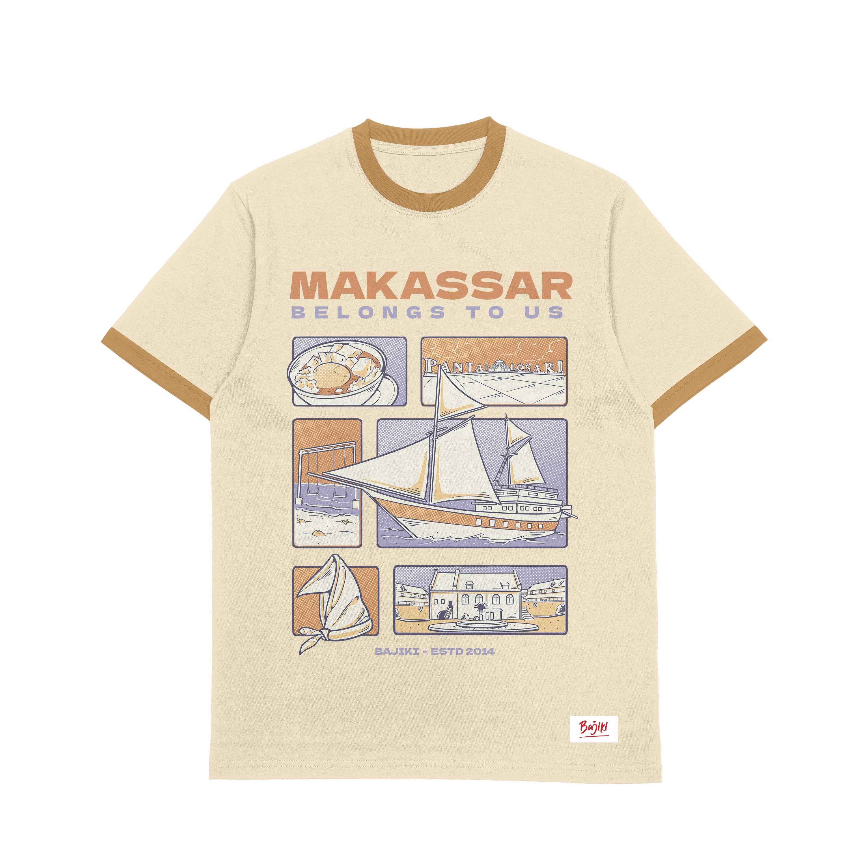 Makassar Belongs To Us Khaki Ringer Tees