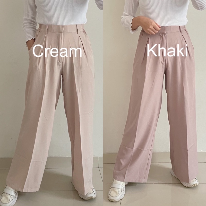ByNeeth Flowy Wide Pants - Celana Flowy - Celana Wide leg - Celana Kulot - Celana Kain - Celana Highwaist - Celana Viral