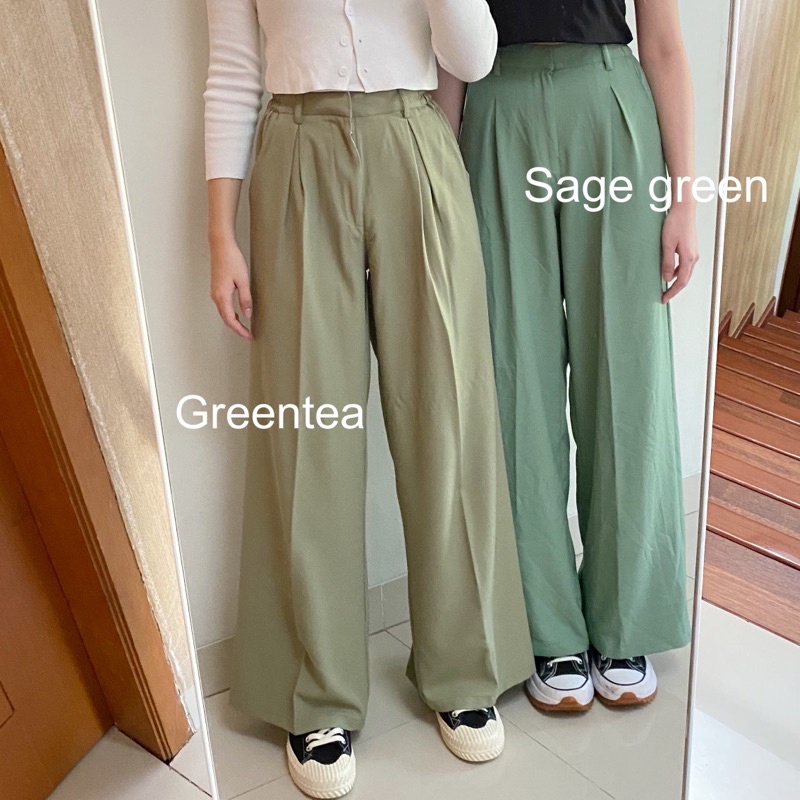 ByNeeth Flowy Wide Pants - Celana Flowy - Celana Wide leg - Celana Kulot - Celana Kain - Celana Highwaist - Celana Viral