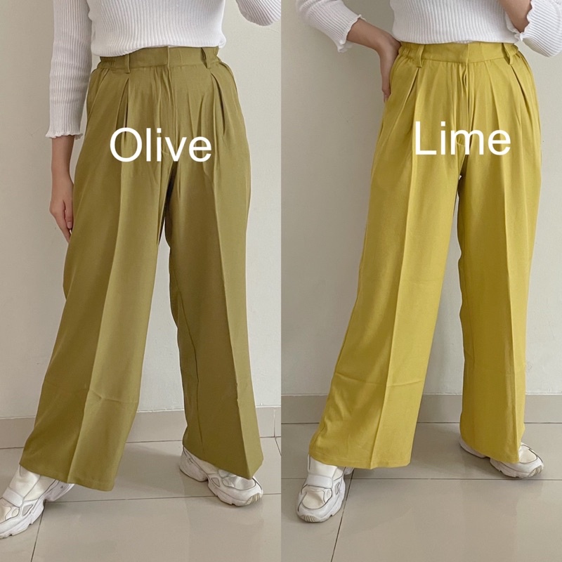 ByNeeth Flowy Wide Pants - Celana Flowy - Celana Wide leg - Celana Kulot - Celana Kain - Celana Highwaist - Celana Viral