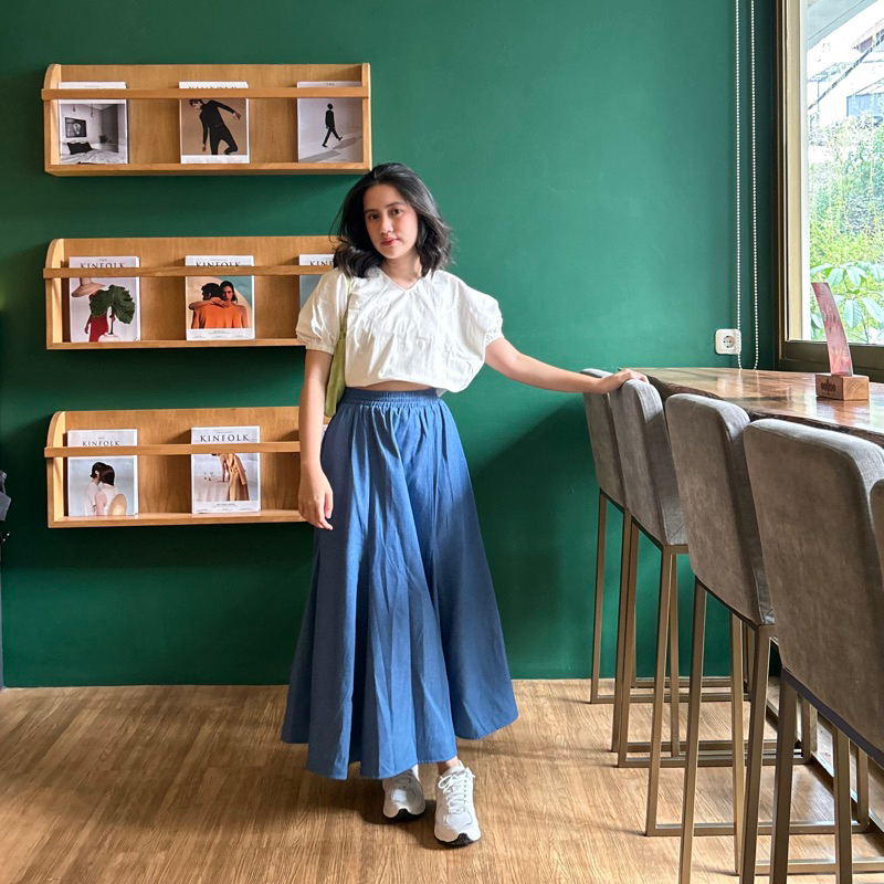 Soft Denim Robin Skirt ByNeeth - Rok Denim - Rok Basic - Rok A Line - Rok Payung - Rok Korean style