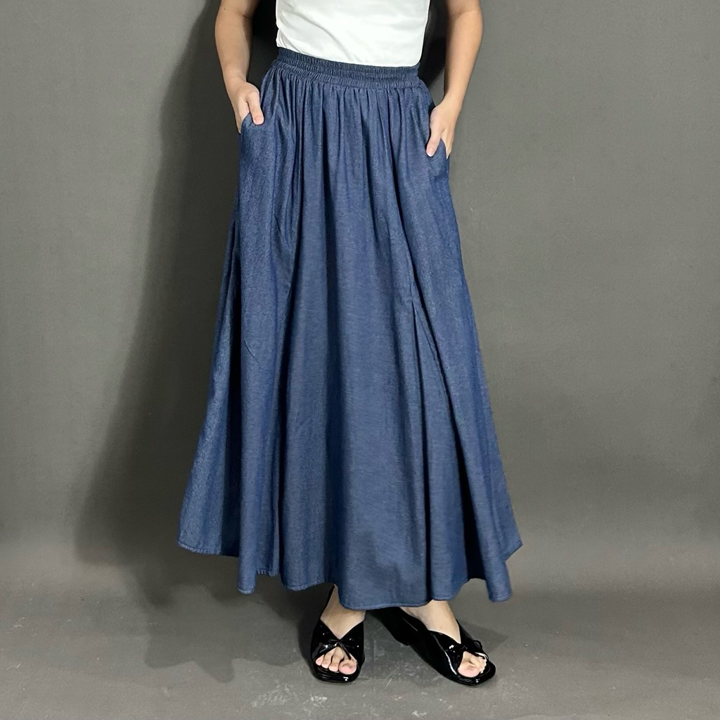 Soft Denim Robin Skirt ByNeeth - Rok Denim - Rok Basic - Rok A Line - Rok Payung - Rok Korean style