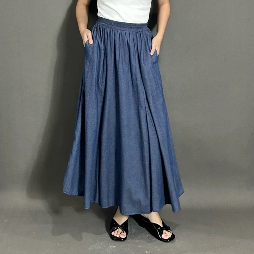 Image of Soft Denim Robin Skirt ByNeeth - Rok Denim - Rok Basic - Rok A Line - Rok Payung - Rok Korean style