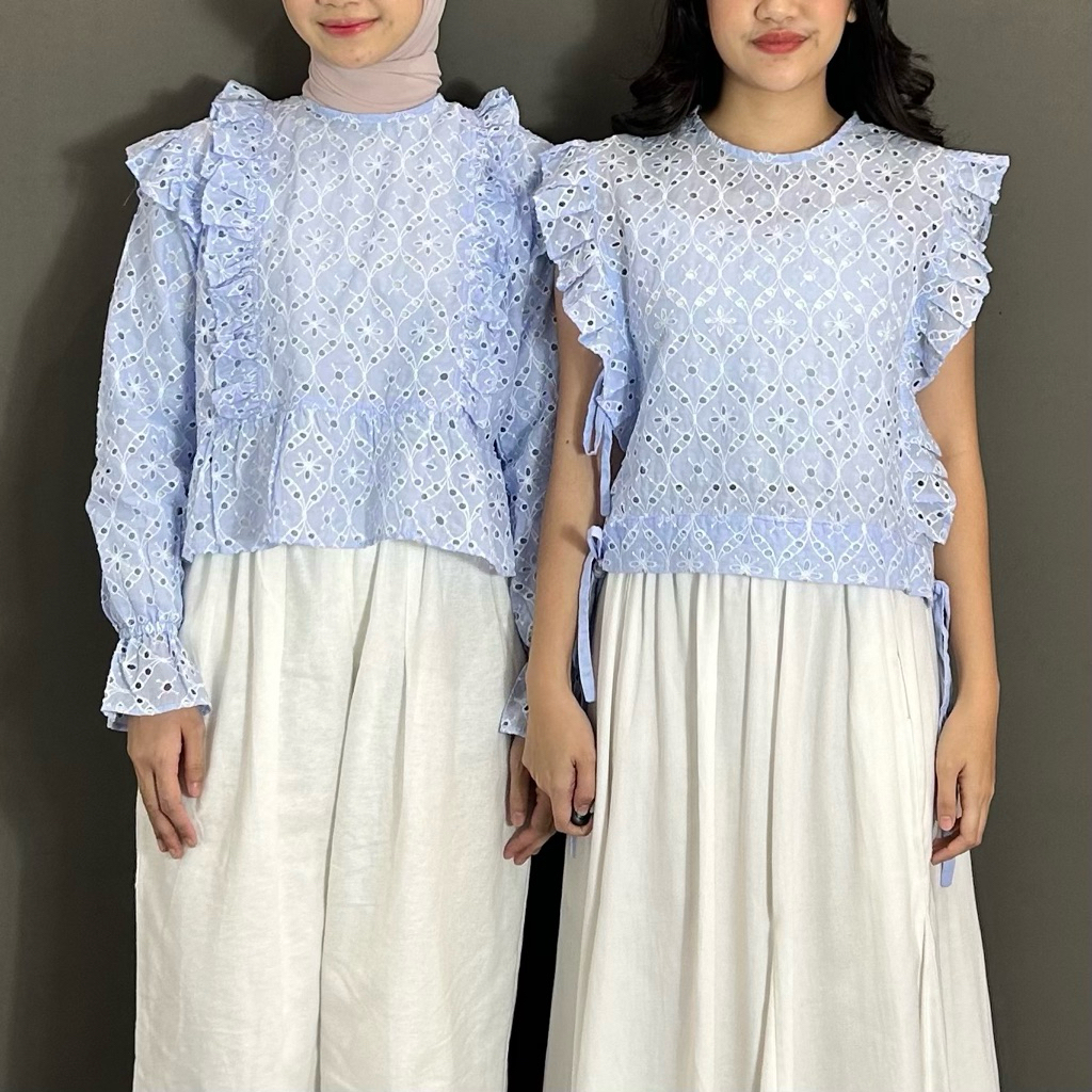 ByNeeth Poppy BLOUSE VEST - Baju Brukat - Baju Embroidery - Outfit Pantai - Outfit Lebaran