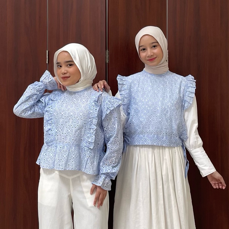 ByNeeth Poppy BLOUSE VEST - Baju Brukat - Baju Embroidery - Outfit Pantai - Outfit Lebaran