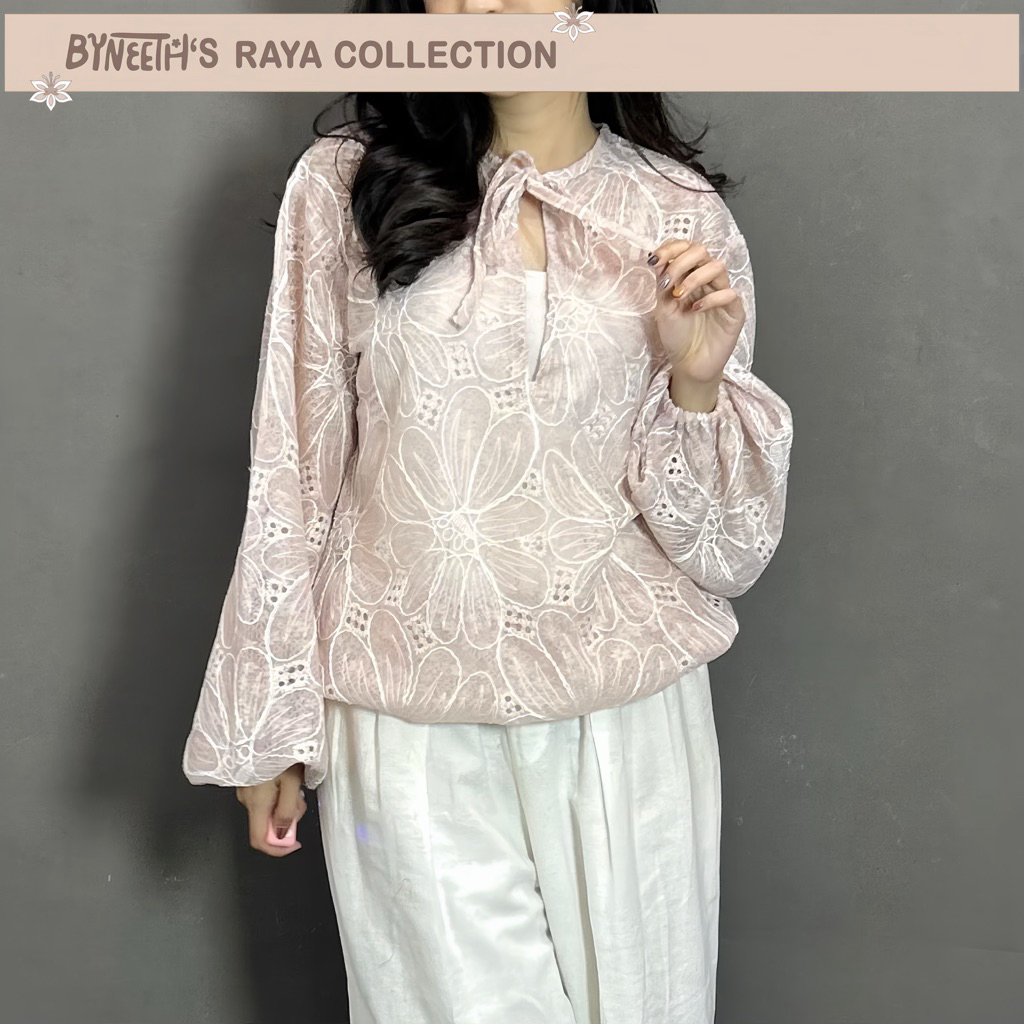 ByNeeth Aisya Lace Blouse - Atasan brookat - Atasan embroidery - Baju Lebaran - Koleksi Ramadhan Raya