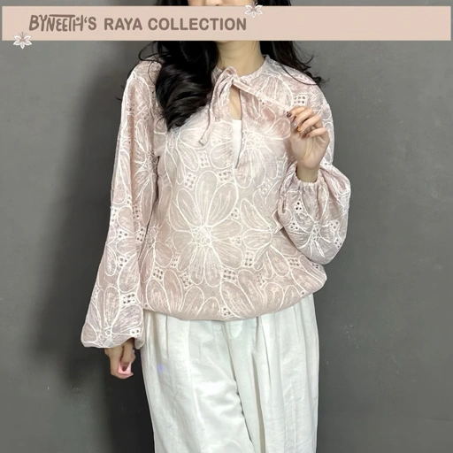 Image of ByNeeth Aisya Lace Blouse - Atasan brookat - Atasan embroidery - Baju Lebaran - Koleksi Ramadhan Raya