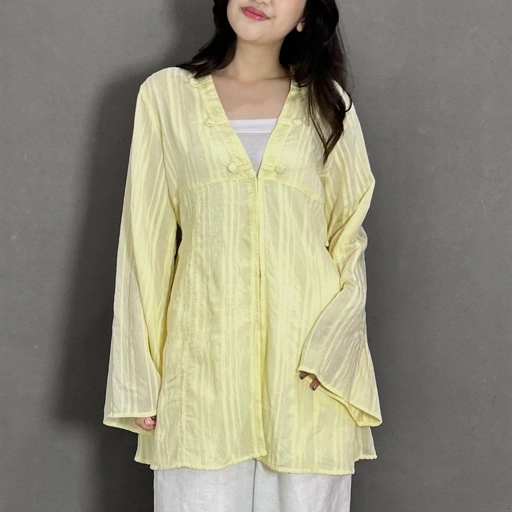 Image of ByNeeth Vay Sheer Top - Atasan V Neck - Atasan Menerawang - Loose Top