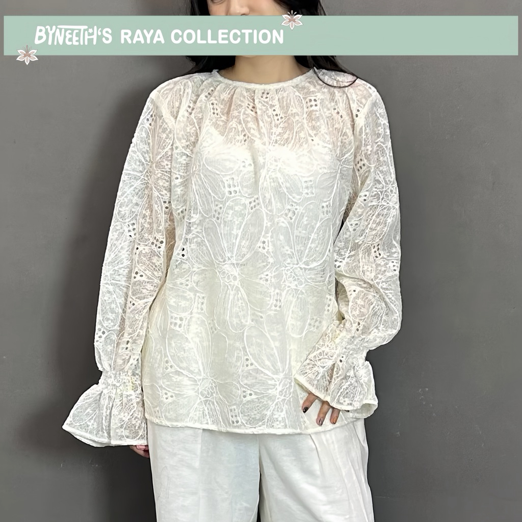 ByNeeth Alla Lace Blouse - Atasan brookat - Atasan embroidery - Baju Lebaran - Koleksi Ramadhan Raya