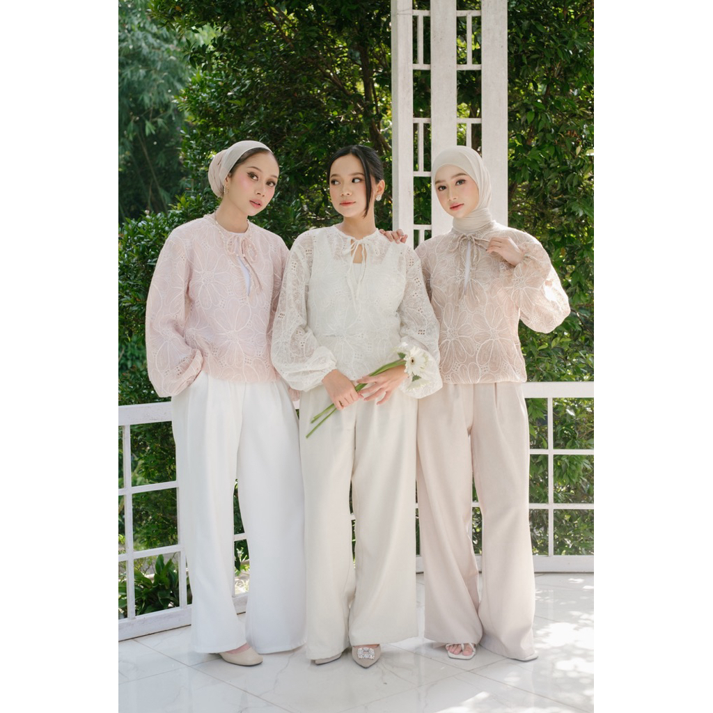 ByNeeth Aisya Lace Blouse - Atasan brookat - Atasan embroidery - Baju Lebaran - Koleksi Ramadhan Raya