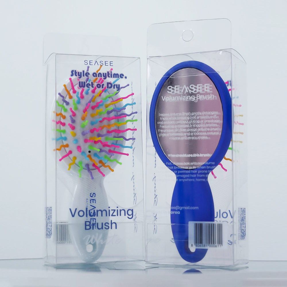 SEASEE Rainbow Volume brush With Mirror (On the Go) | Sisir Rambut - Putih