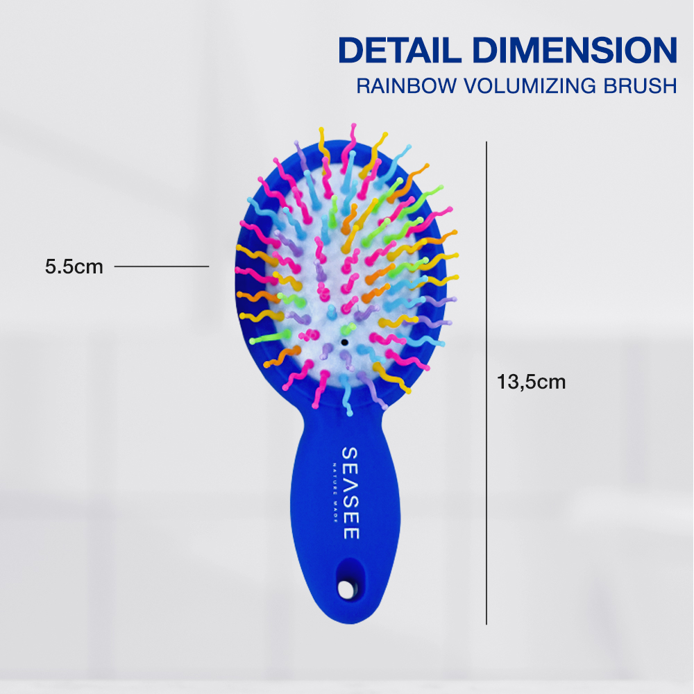 SEASEE Rainbow Volume brush With Mirror (On the Go) | Sisir Rambut - Putih