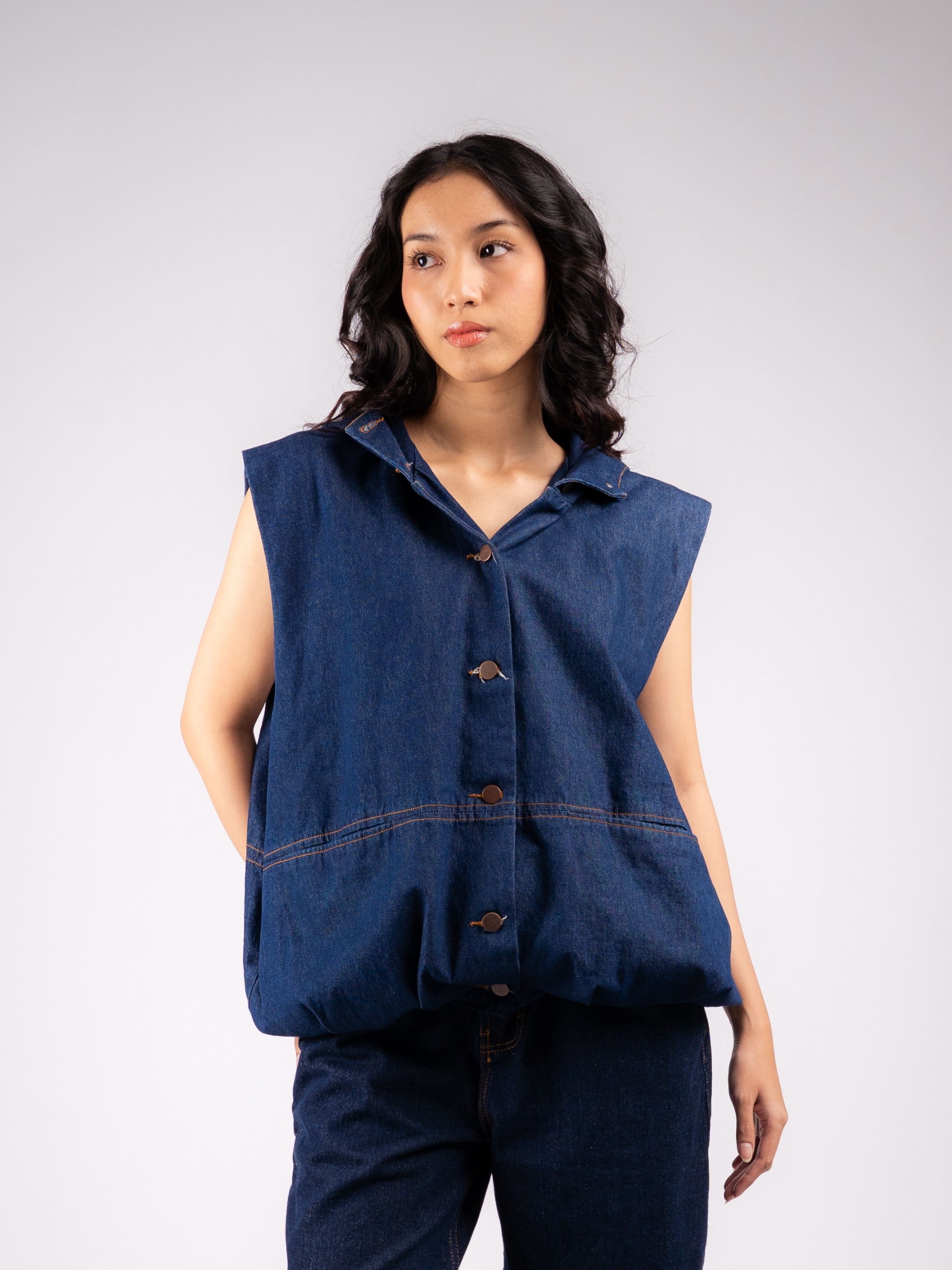 BENJI DENIM HOODIE VEST
