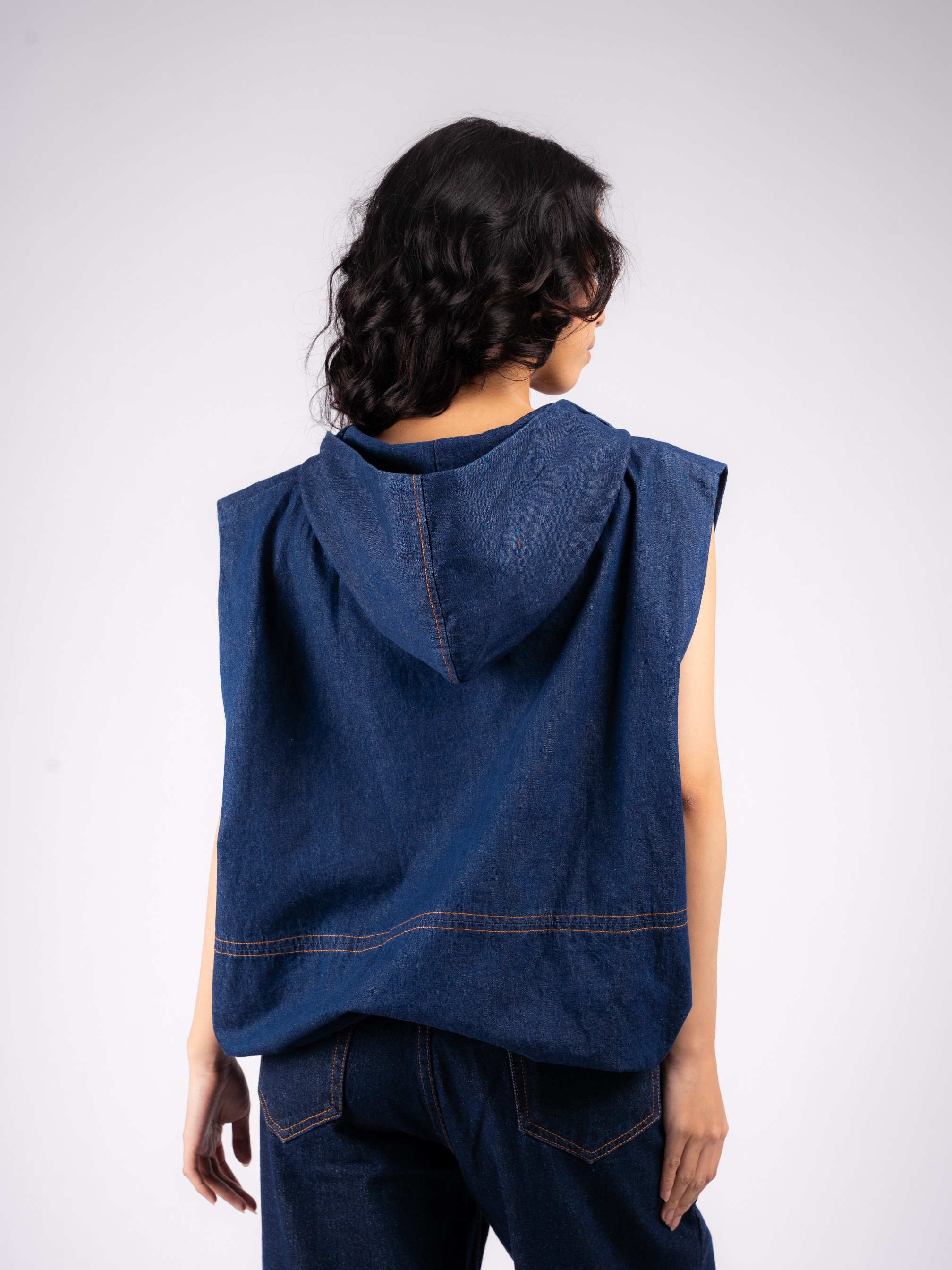 BENJI DENIM HOODIE VEST
